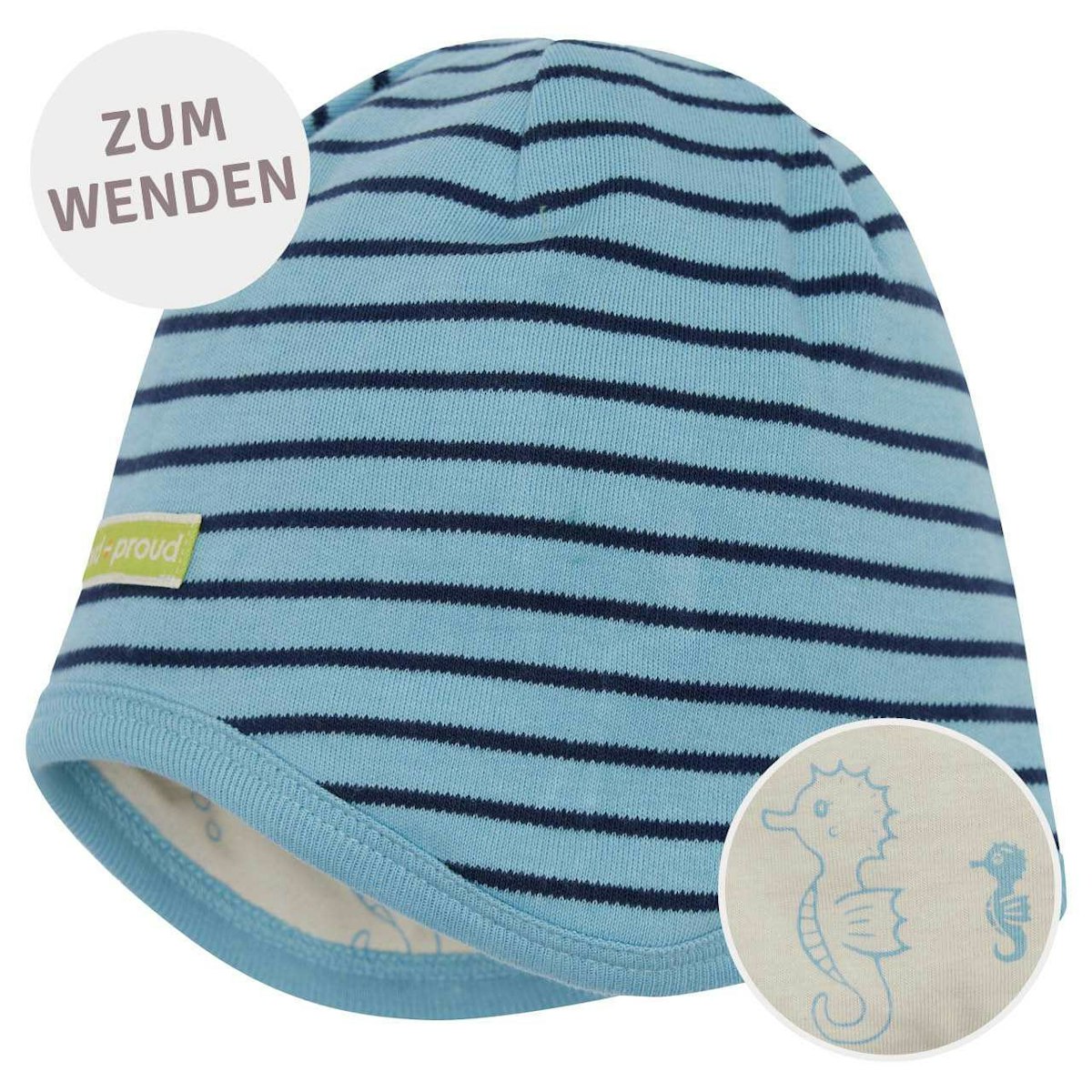 Wendemütze Ringel hellblau 98