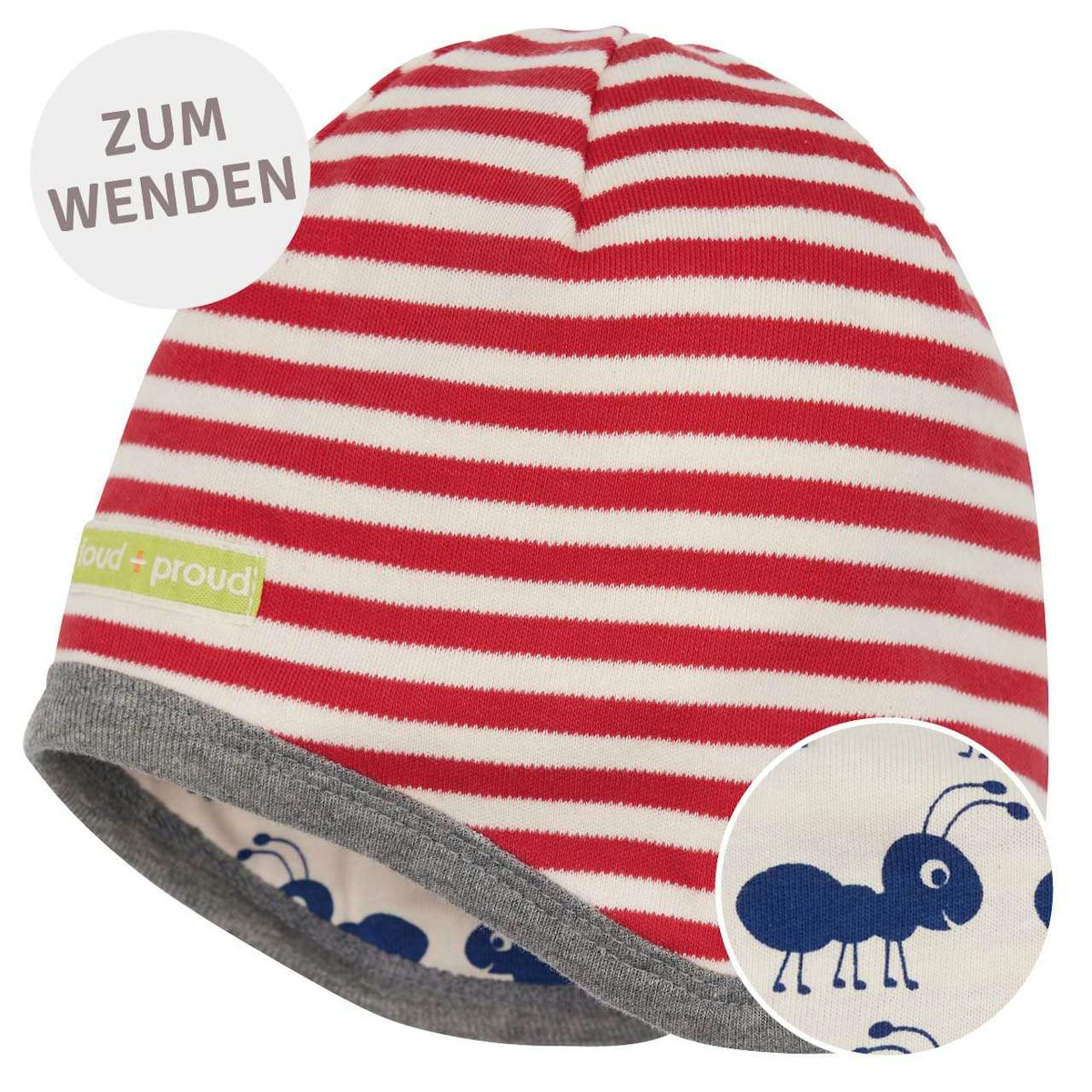 Wendemütze Ringel rot 98