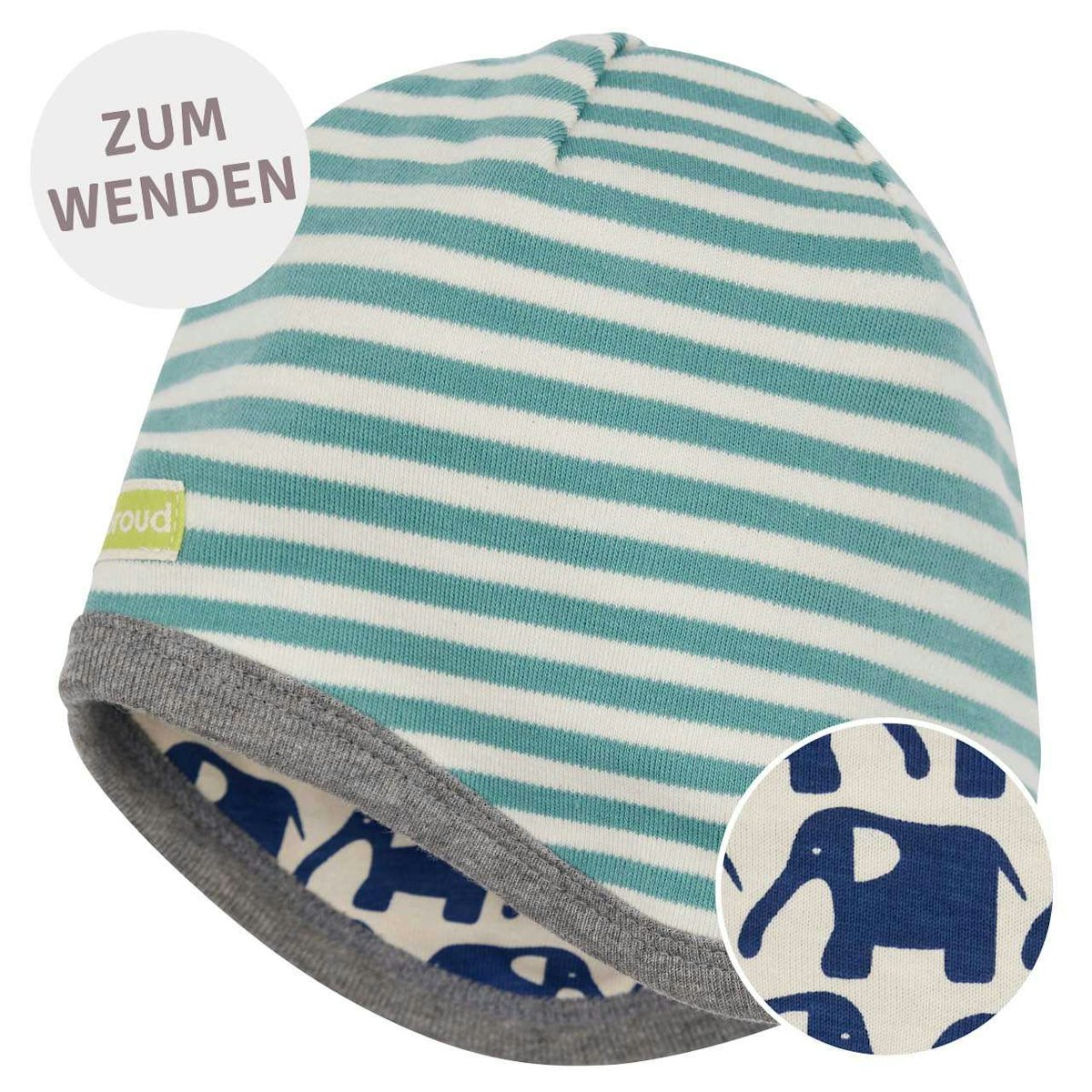 Wendemütze Ringel türkis 62