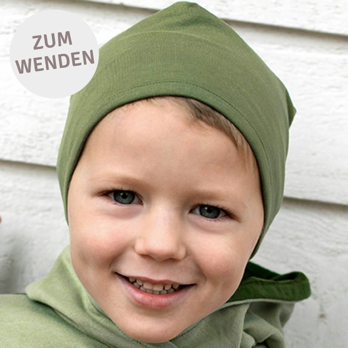 Wendemütze uni Grüntöne 110/128
