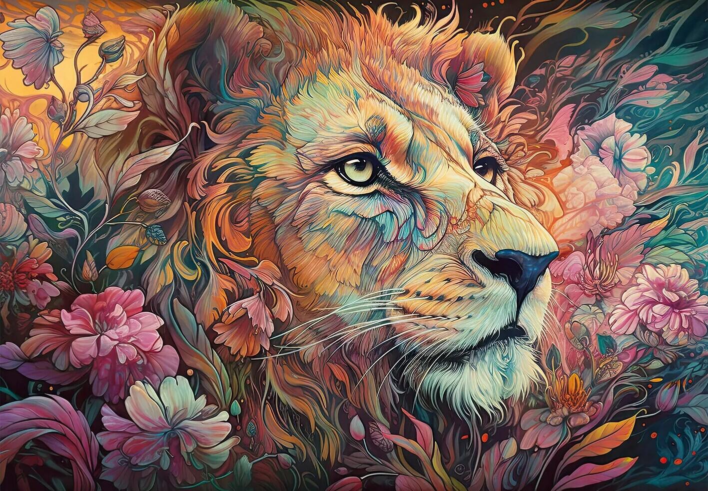 Wentworth Puzzles - Holzpuzzle / Fierce Florals Lion