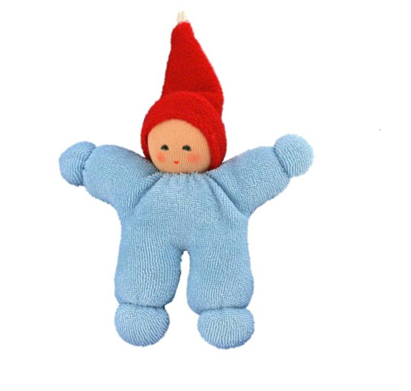 Wichtel 10 cm mit Rassel & Schlaufe - blau Wichtel 10 cm mit Rassel & Schlaufe - blau