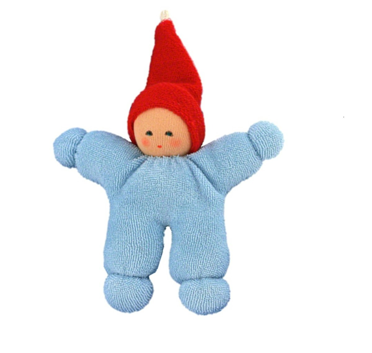 Wichtel 10 cm mit Rassel & Schlaufe - blau