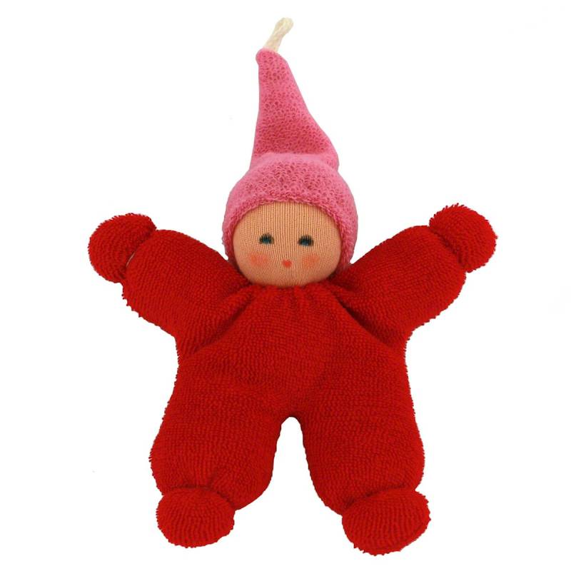 Wichtel 10 cm mit Rassel & Schlaufe - rot