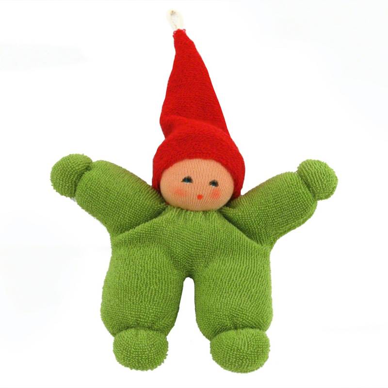 Wichtel mit Rassel 10 cm & Schlaufe - grün