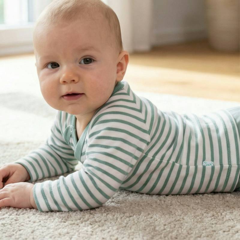 Wickelhemd weiss grün gestreift 62/68