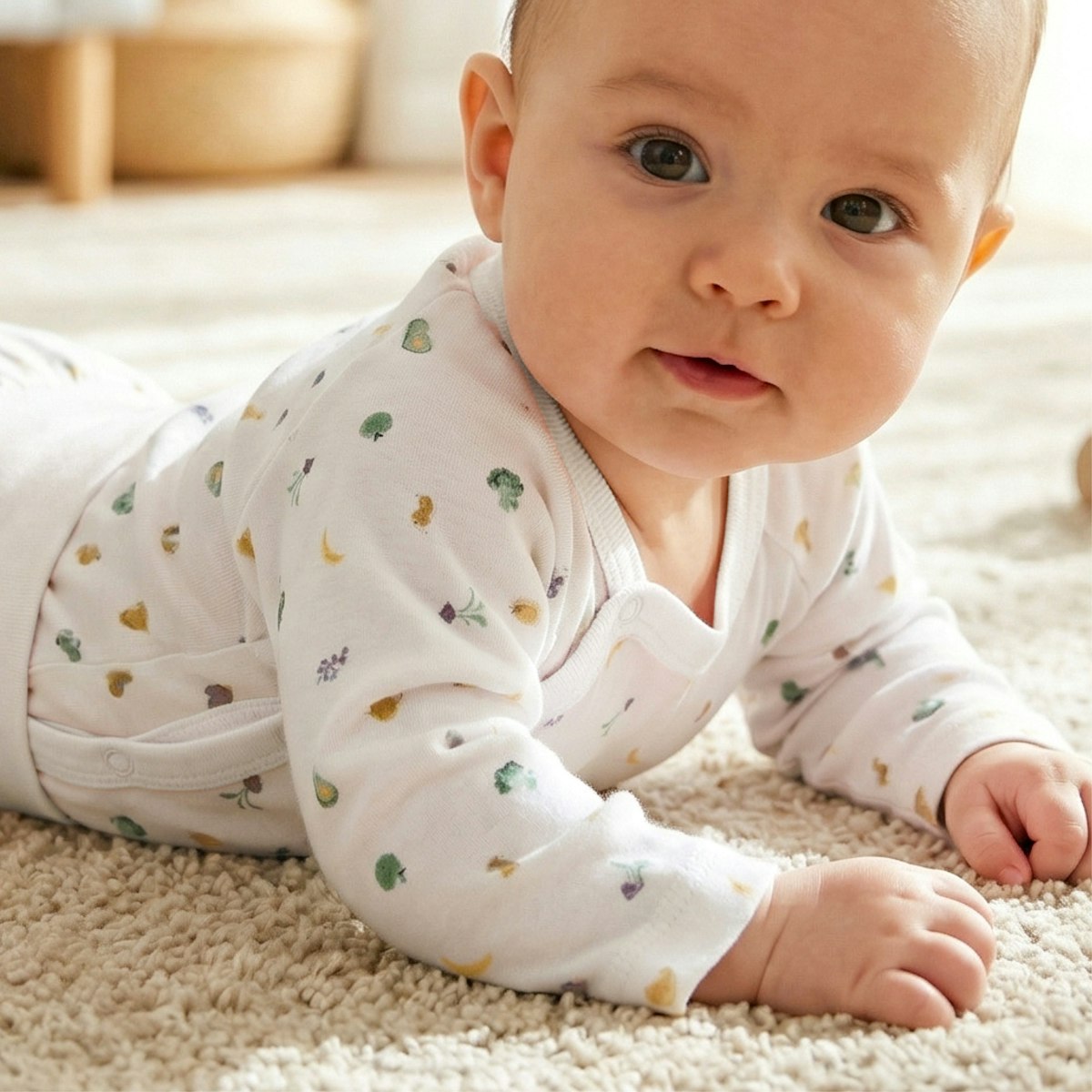 Wickelhemd weiss mit Früchten 62/68