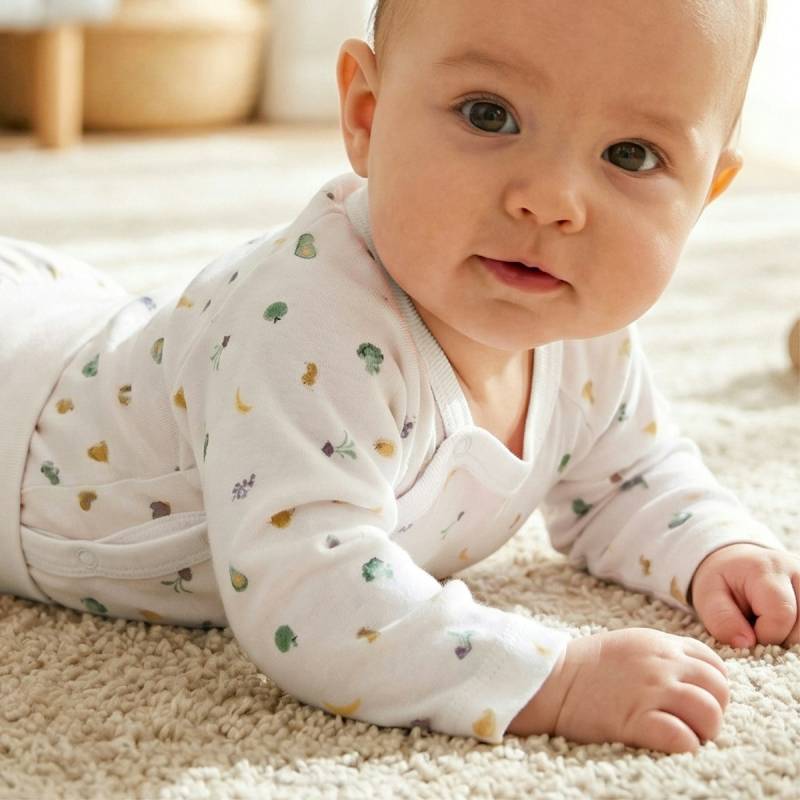 Wickelhemd weiss mit Früchten 62/68