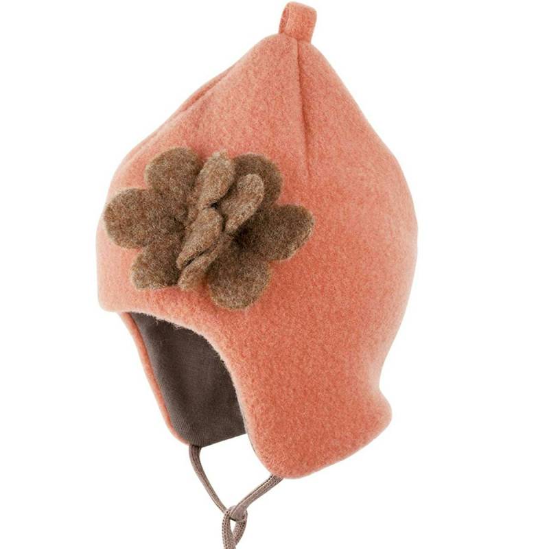 Wintermütze Blume Fleece innen Biobaumwolle apricot 45
