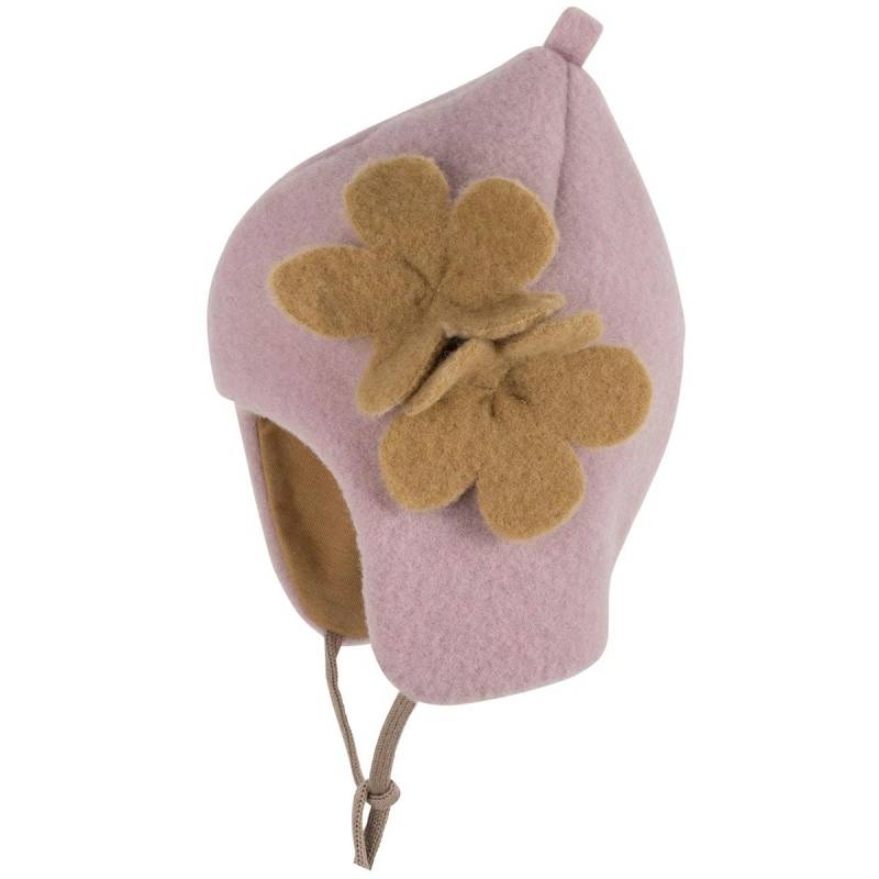 Wintermütze Blume Fleece innen Biobaumwolle mauve 51