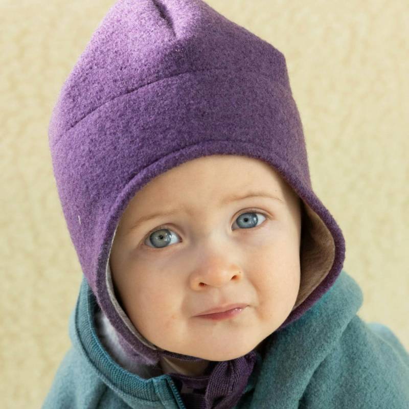 Wintermütze Wolle aubergine Ohrenschutz 50/54