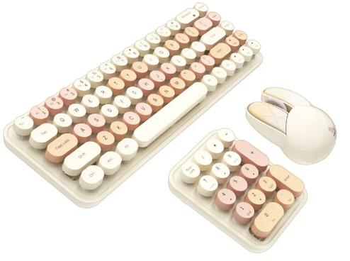 Wireless 3-in-1 Keyboard-Set Numeric Keypad Mouse - Milk Tea Accessories für Kinder