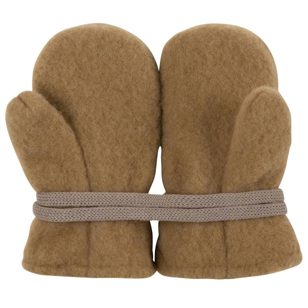 Woll Fleece Baby Fäustel dunkelbeige 56/74