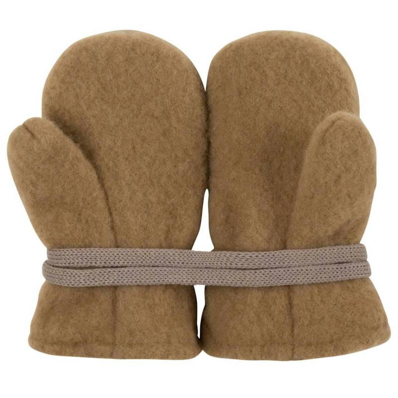 Woll Fleece Baby Fäustel dunkelbeige 56/74