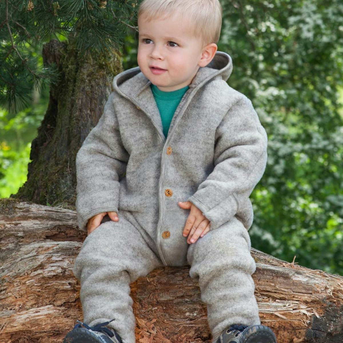 Woll Fleece Overall mitwachsend grau 92