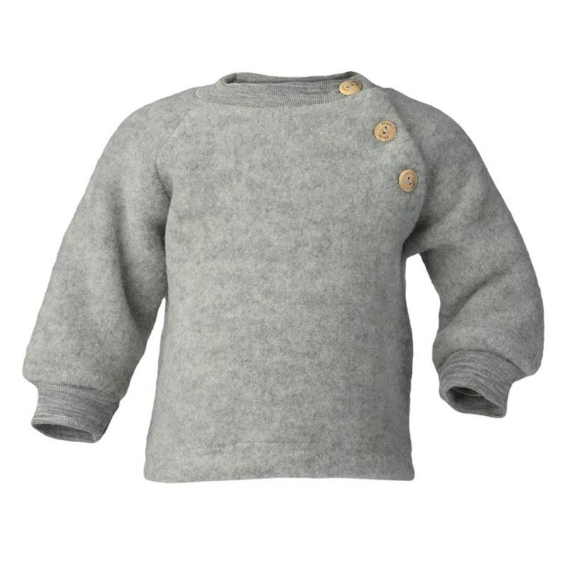 Woll Fleece Pullover Holzknöpfe grau 74/80 Woll Fleece Pullover Holzknöpfe grau 74/80