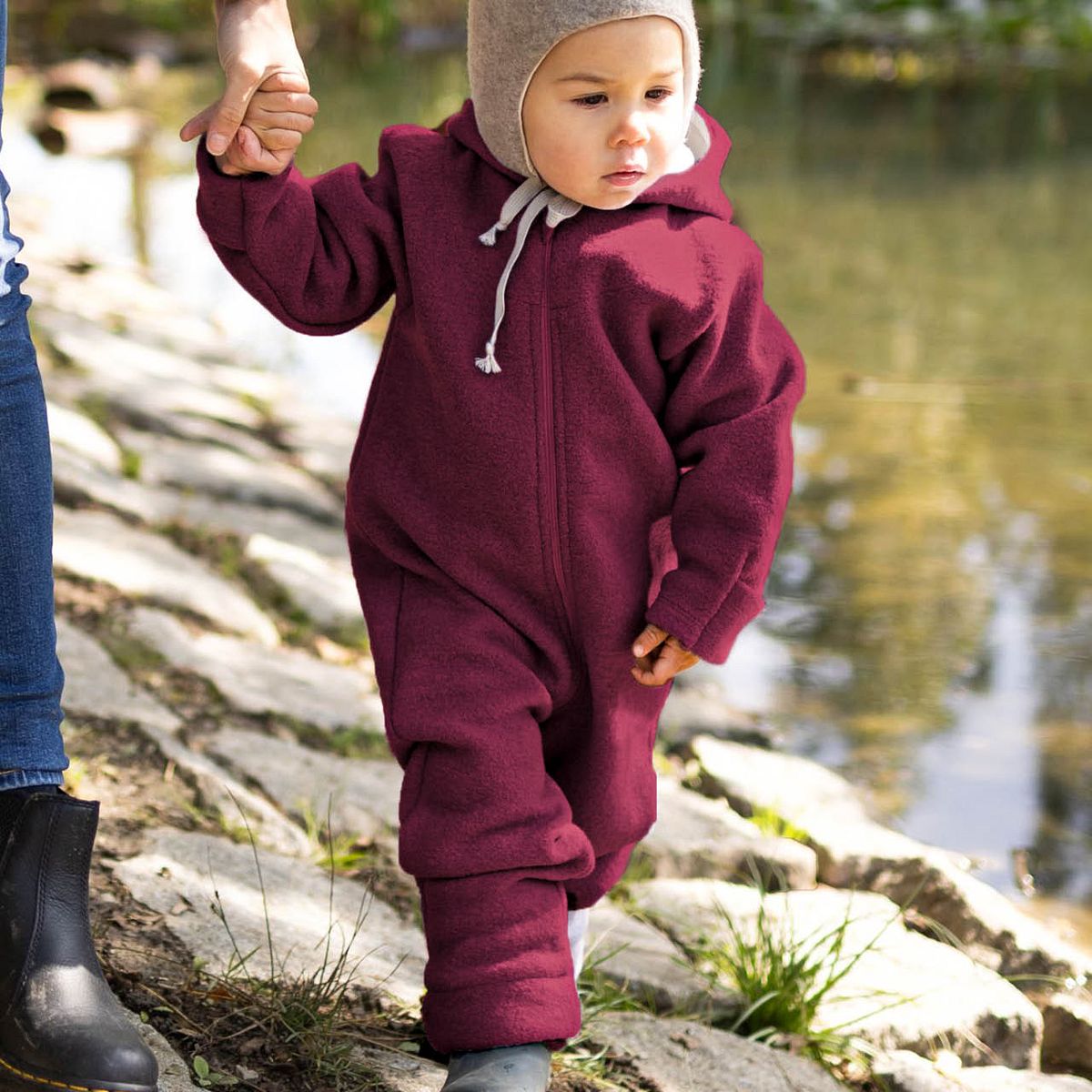 Woll Overall Reißverschluss windelfrei burgundy 74/80 Woll Overall Reißverschluss windelfrei burgundy 74/80