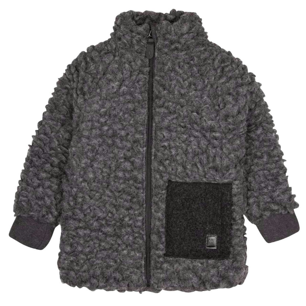 Wolle Plüsch-Jacke schiefergrau 122/128