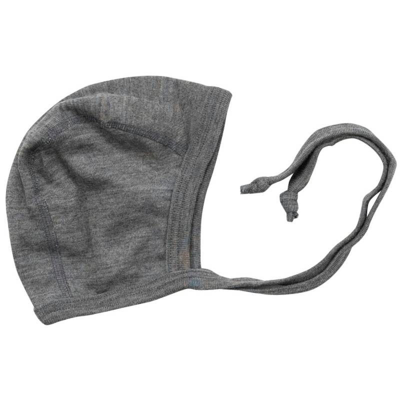 Wolle Seide Babymütze grau 62