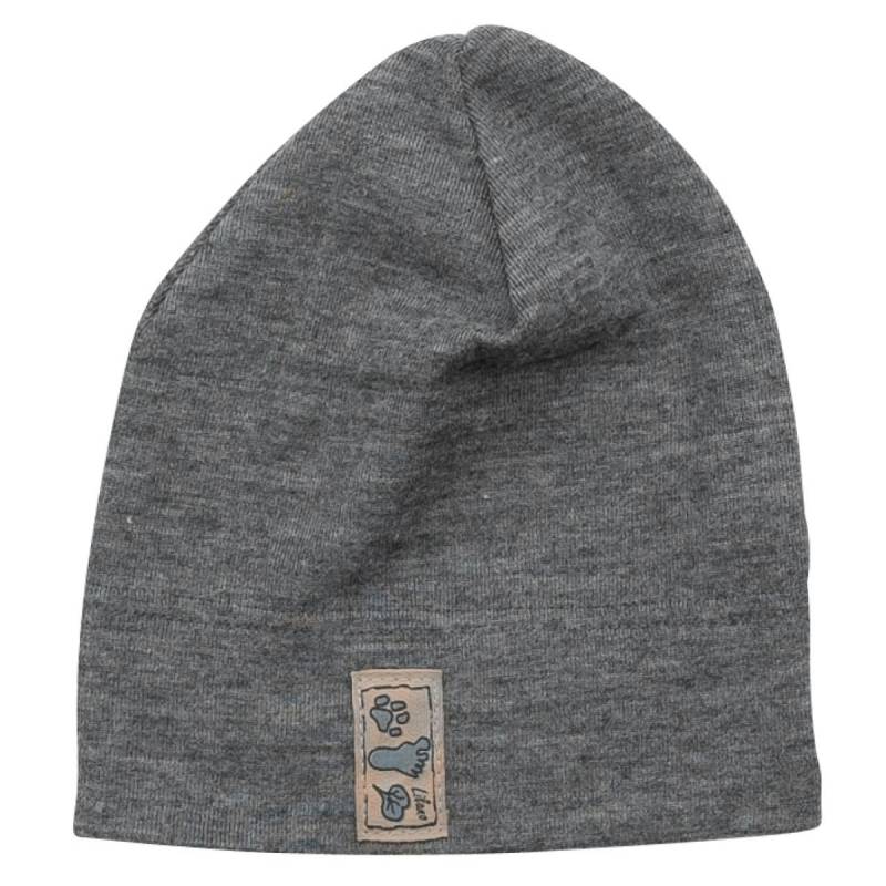 Wolle Seide Beanie grau 110/116