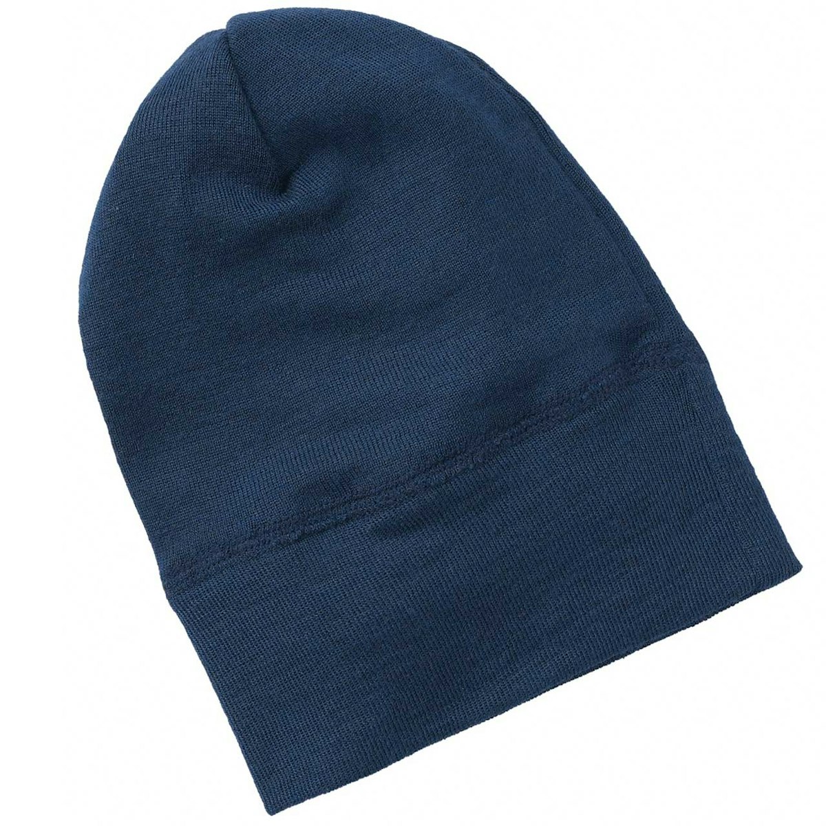 Wolle Seide Beanie marine 74/80