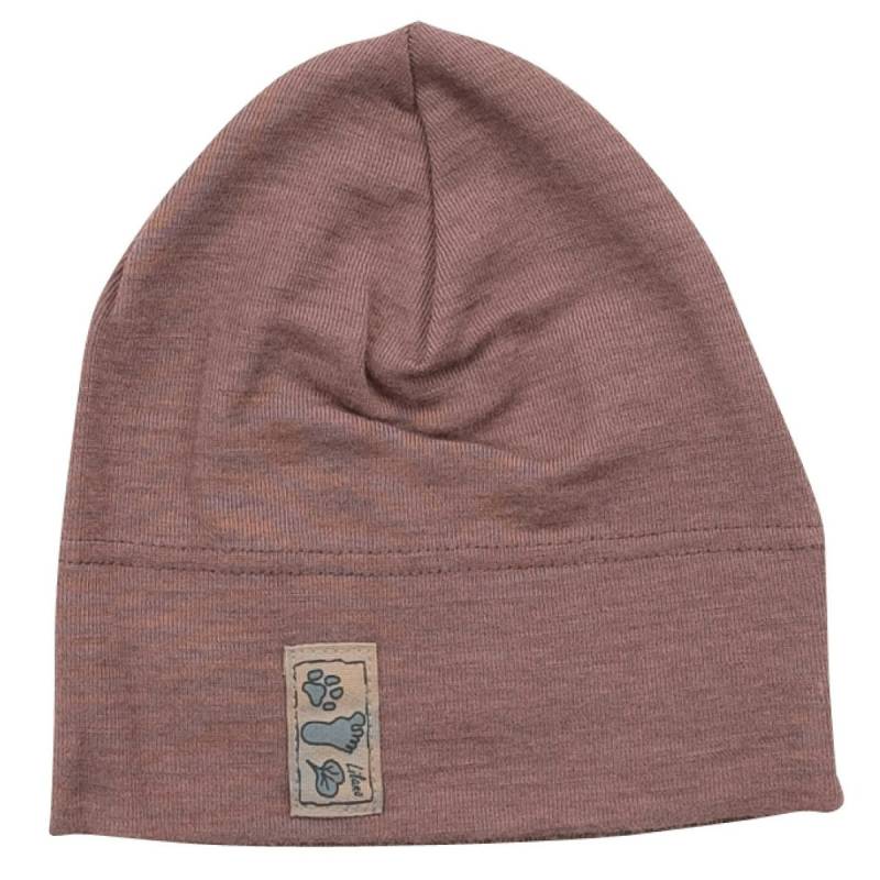 Wolle Seide Beanie mauve 98/104