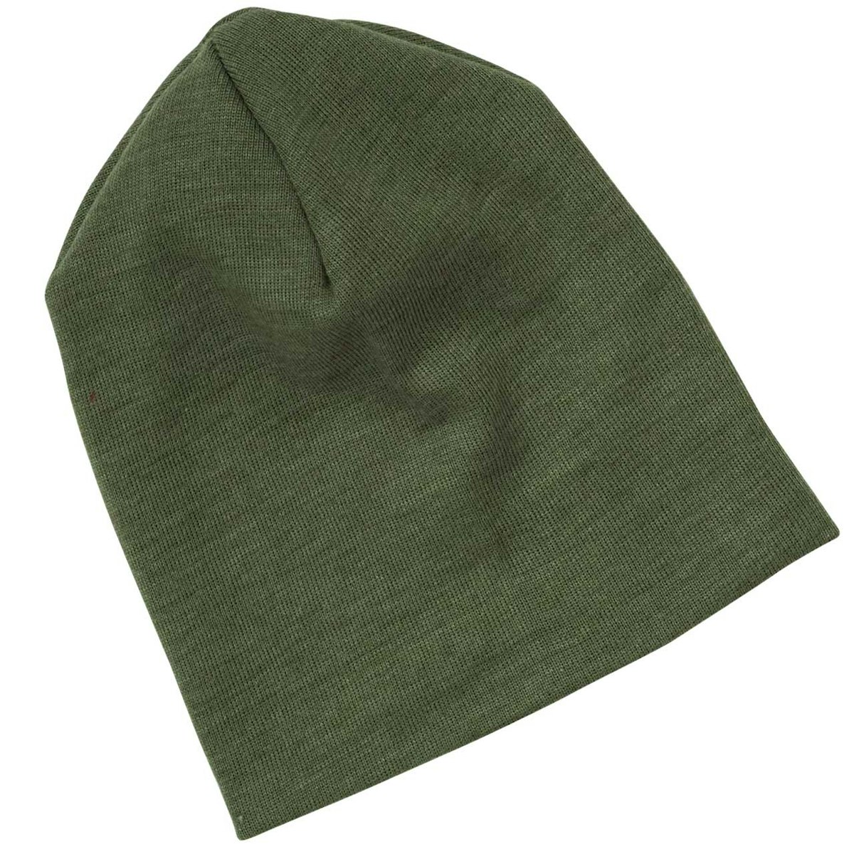 Wolle Seide Beanie oliv-grün 62