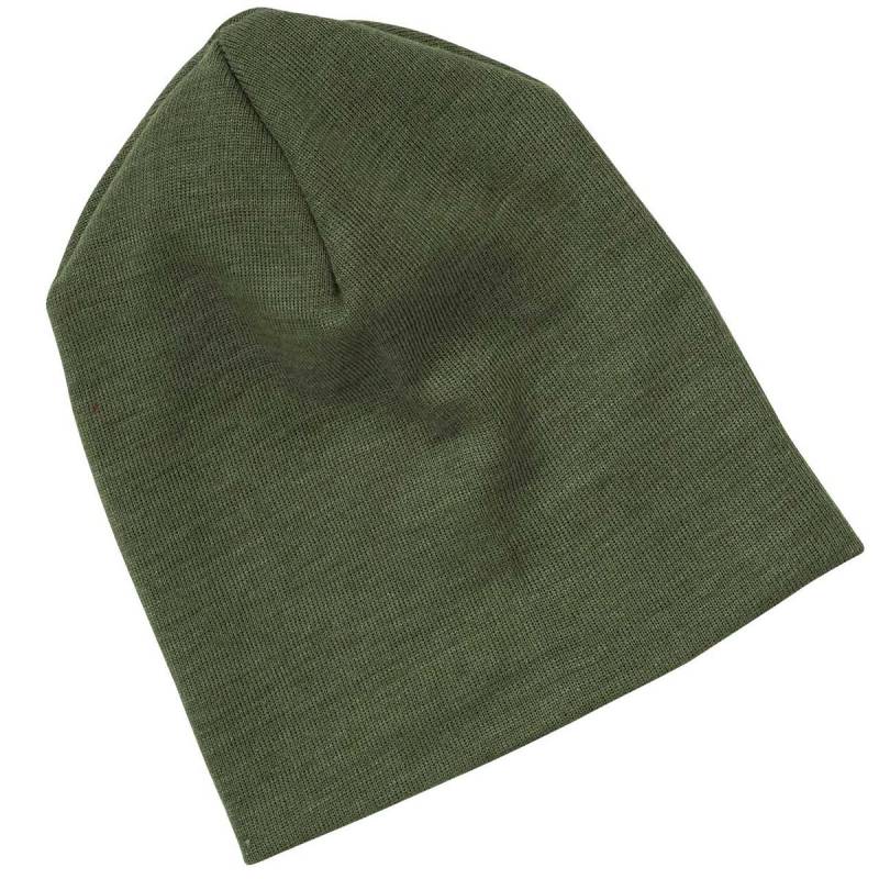 Wolle Seide Beanie oliv-grün 86 Wolle Seide Beanie oliv-grün 86