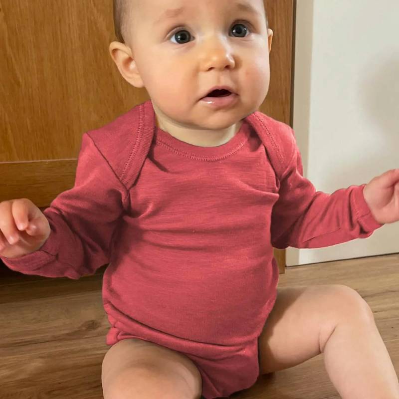 Wolle Seide Body kräftiges altrosa 74/80