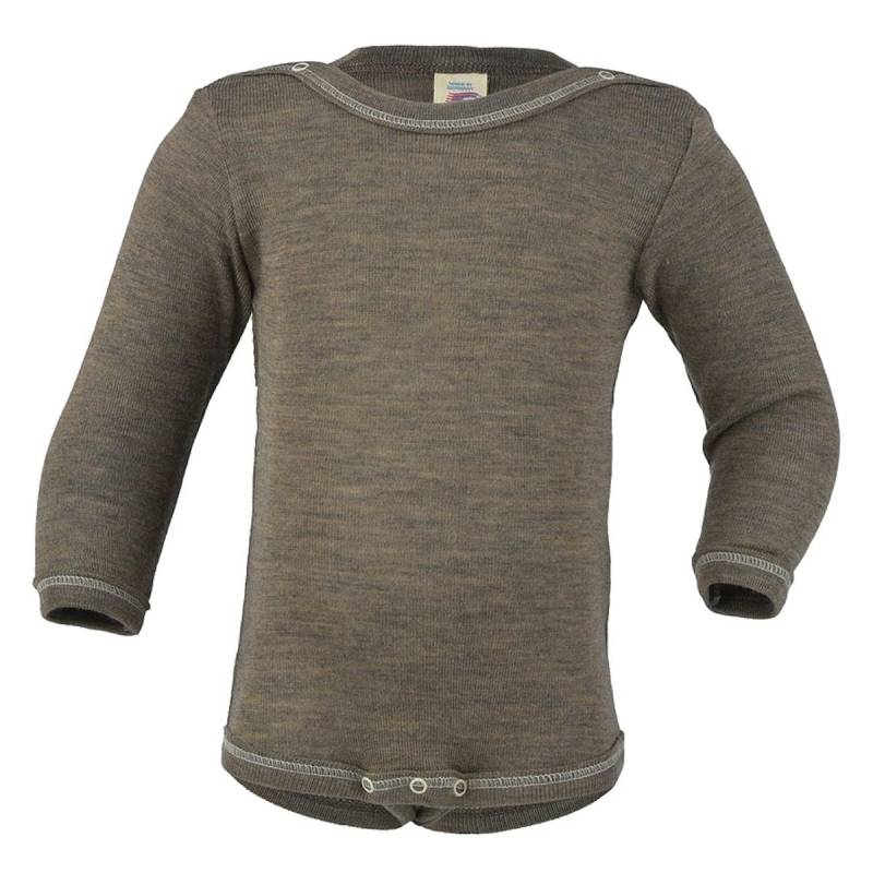 Wolle Seide Body langarm Druckknöpfe walnuss 74/80