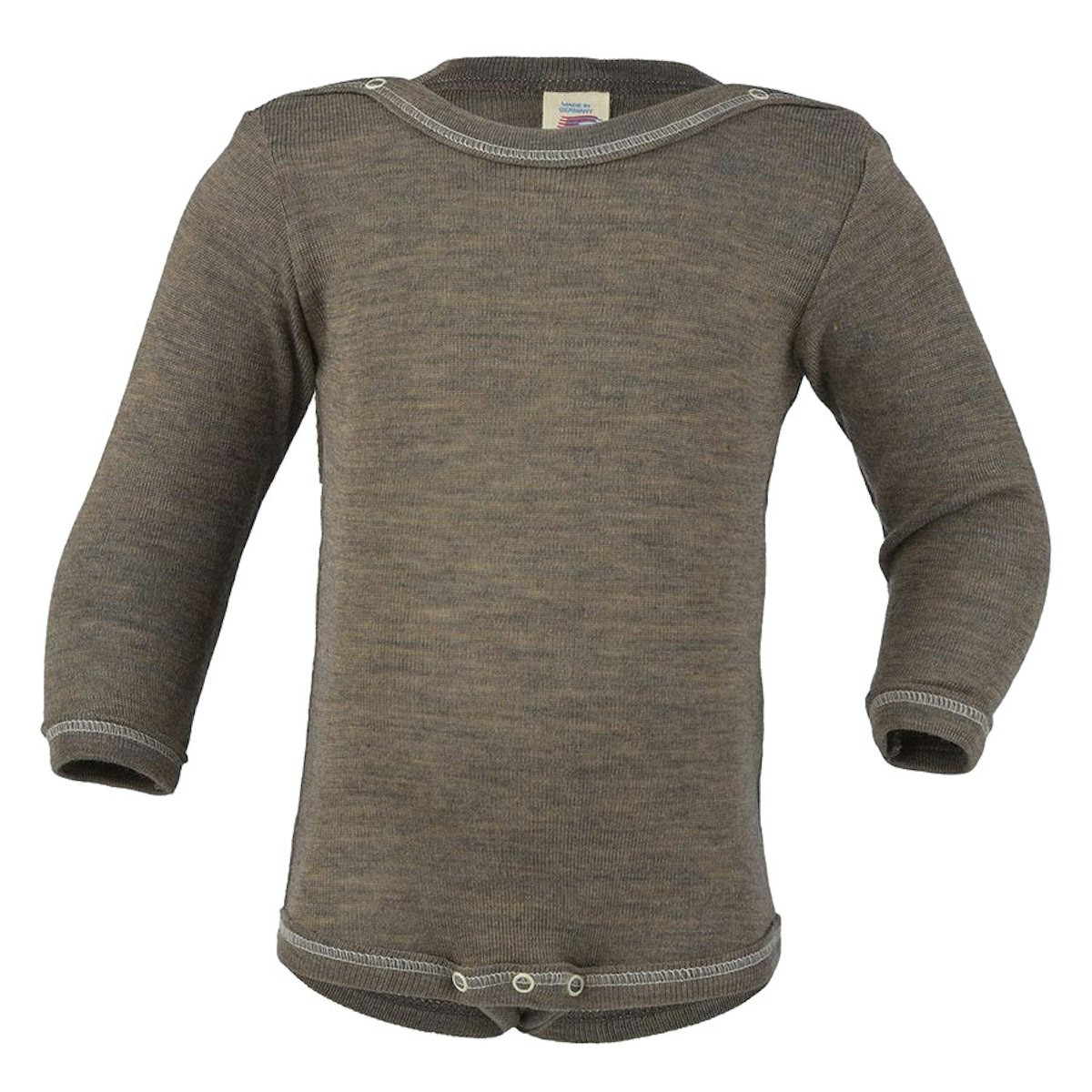 Wolle Seide Body langarm Druckknöpfe walnuss 86/92 Wolle Seide Body langarm Druckknöpfe walnuss 86/92