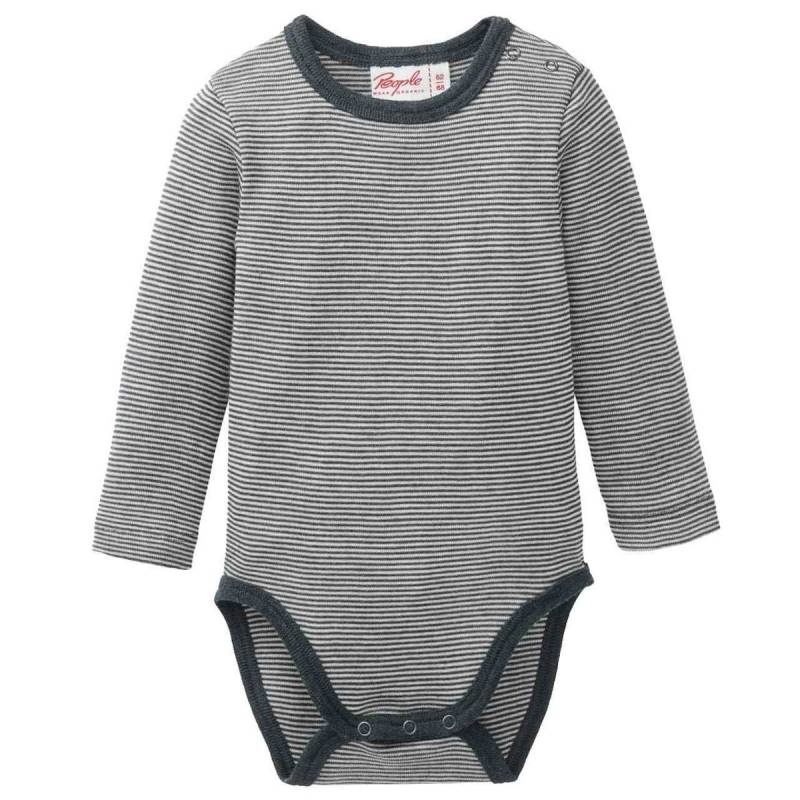 Wolle Seide Body langarm anthrazit gestreift 50/56
