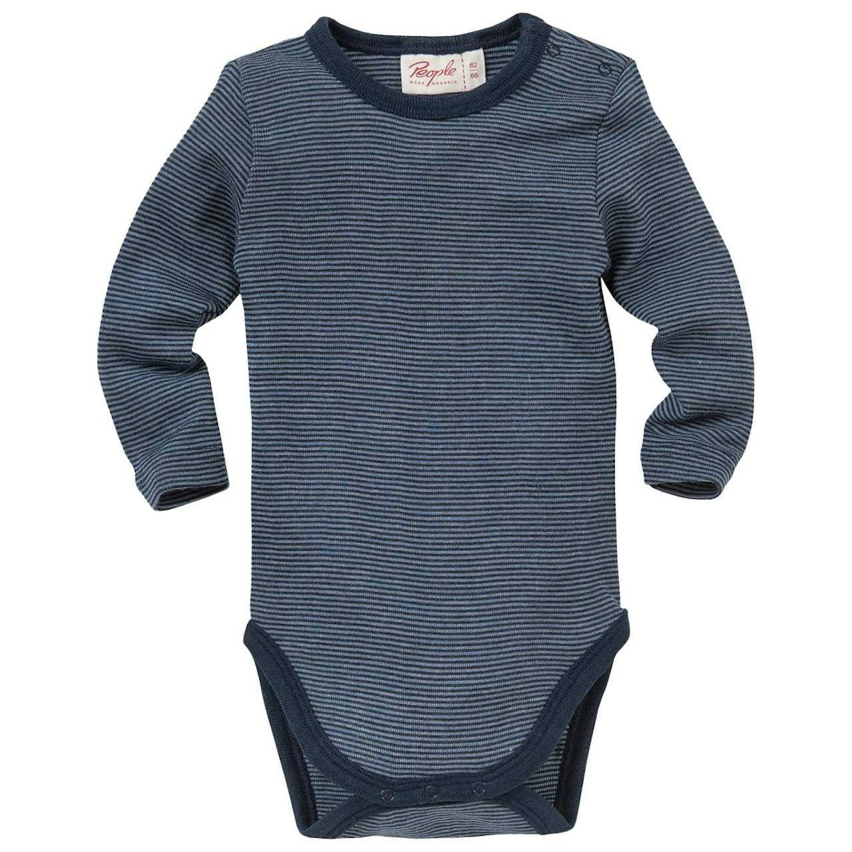Wolle Seide Body langarm dunkelblau gestreift 50/56