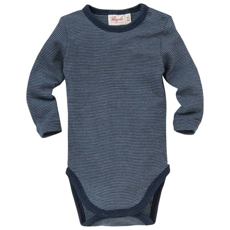 Wolle Seide Body langarm dunkelblau gestreift 50/56