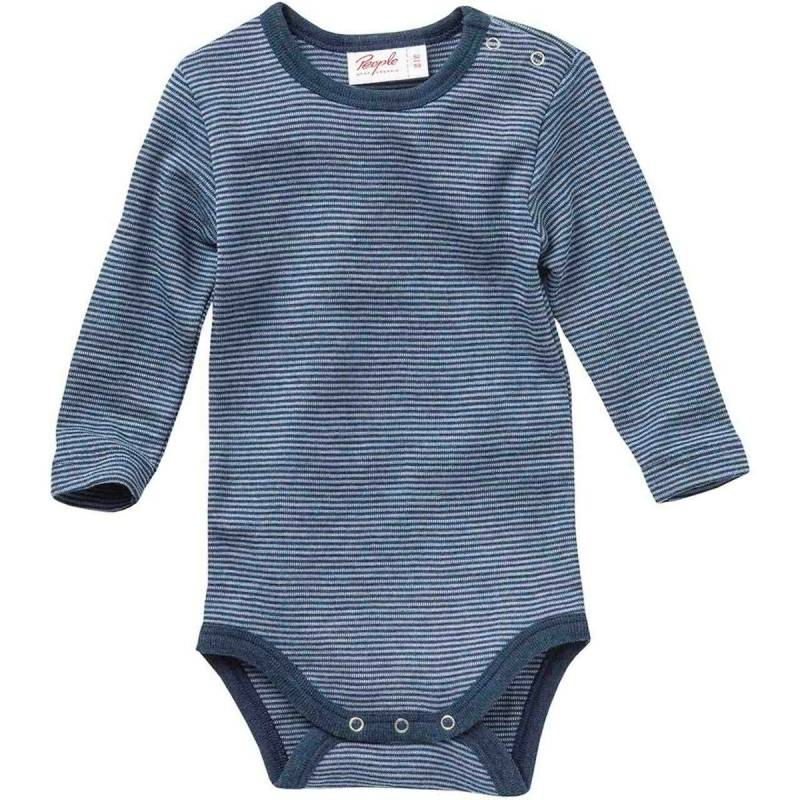 Wolle Seide Body langarm dunkelblau gestreift 98/104