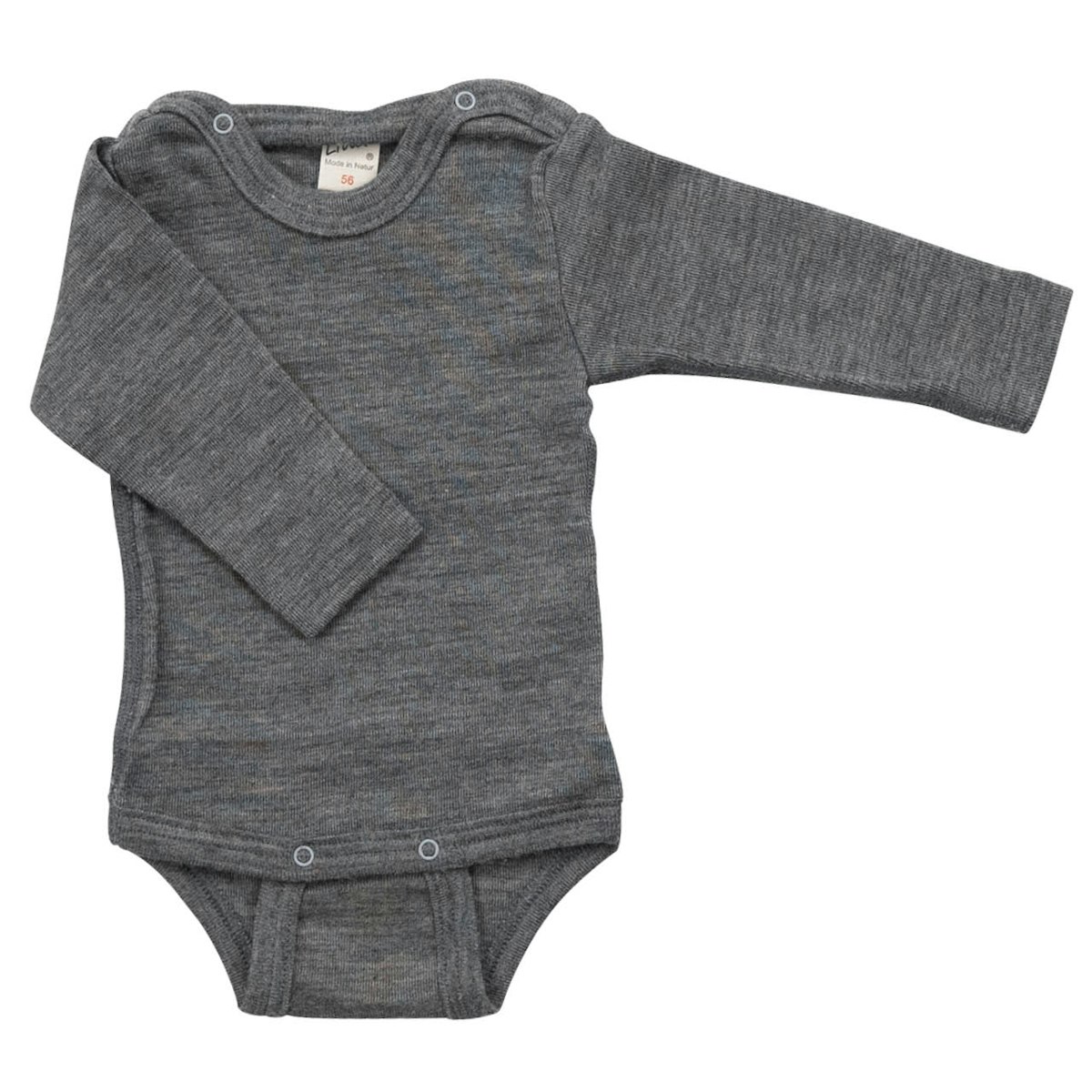 Wolle Seide Body langarm hellgrau 74