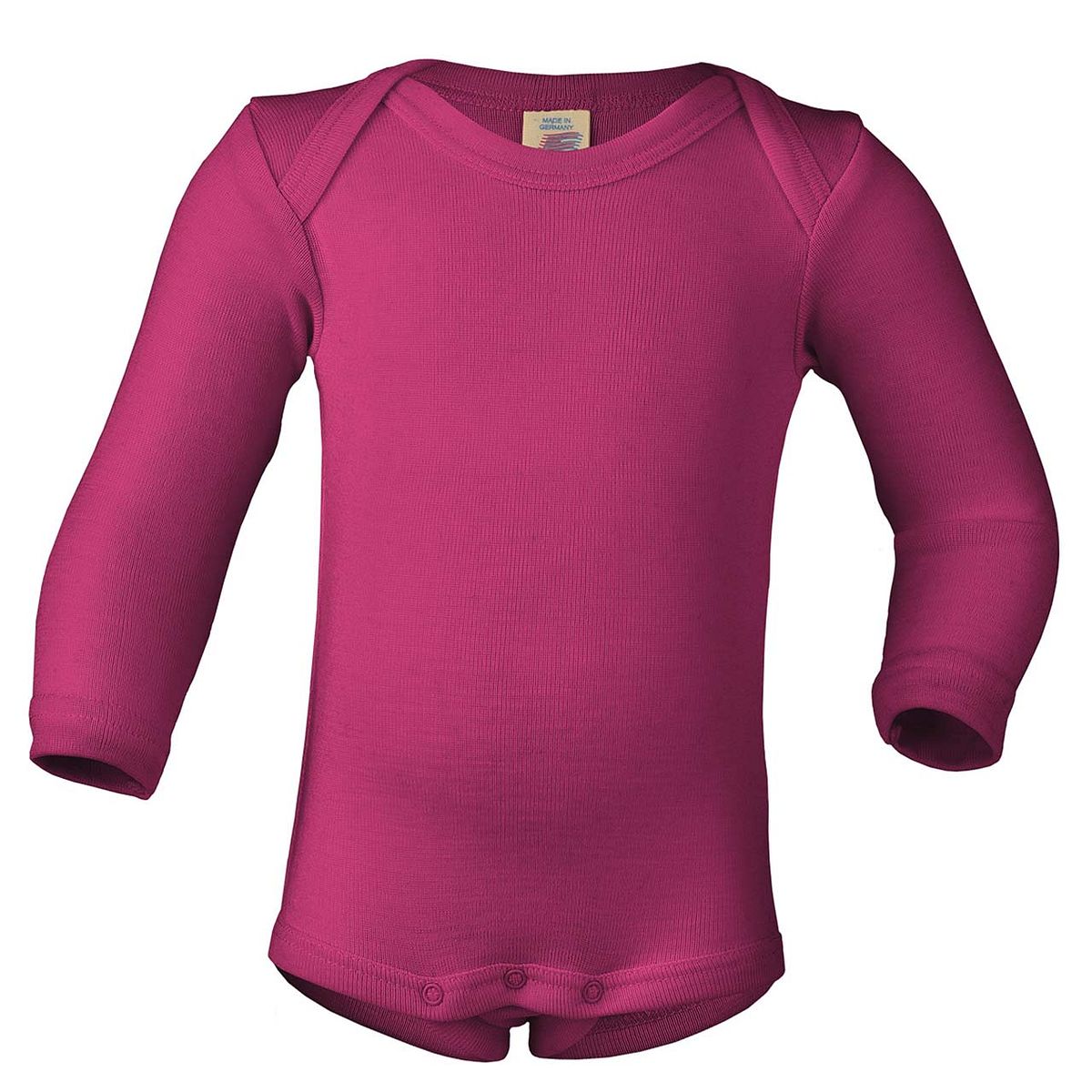 Wolle Seide Body langarm himbeer-pink schlupf 86/92