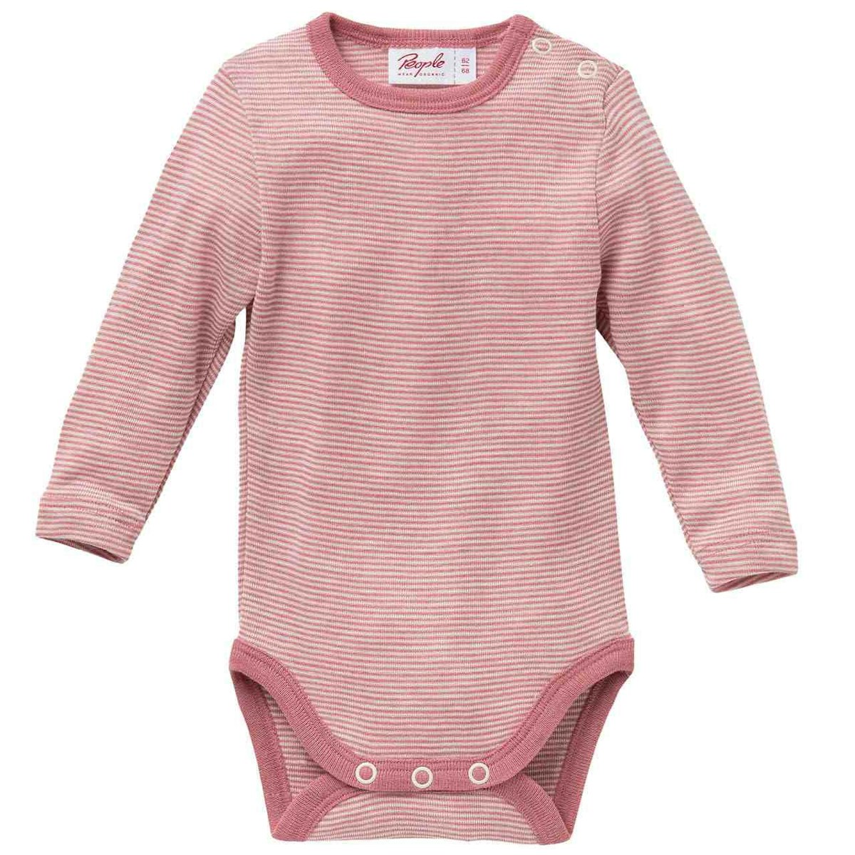 Wolle Seide Body langarm rosa gestreift 62/68