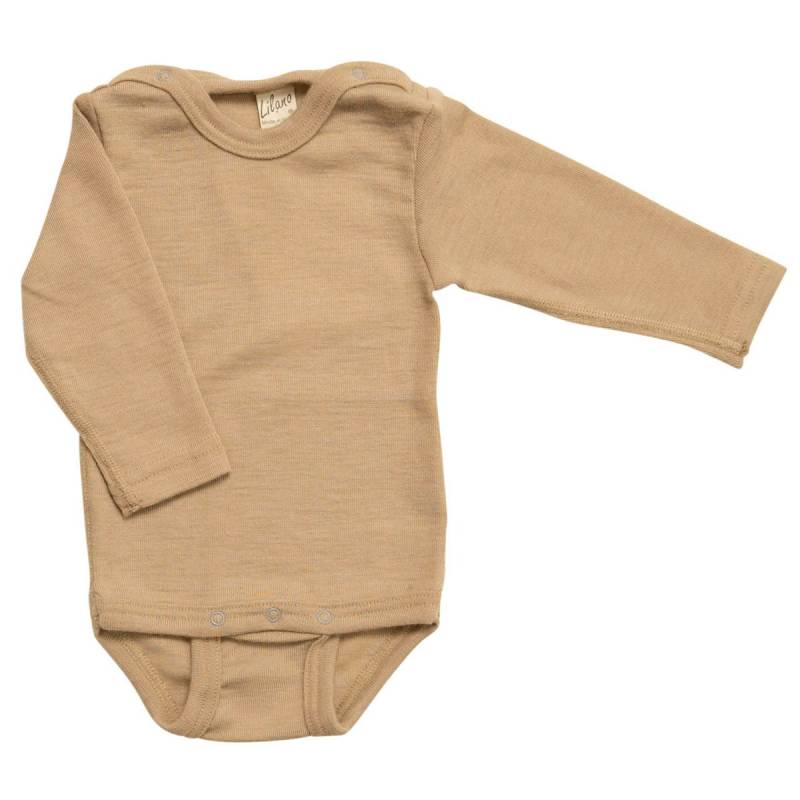 Wolle Seide Body langarm sand 56