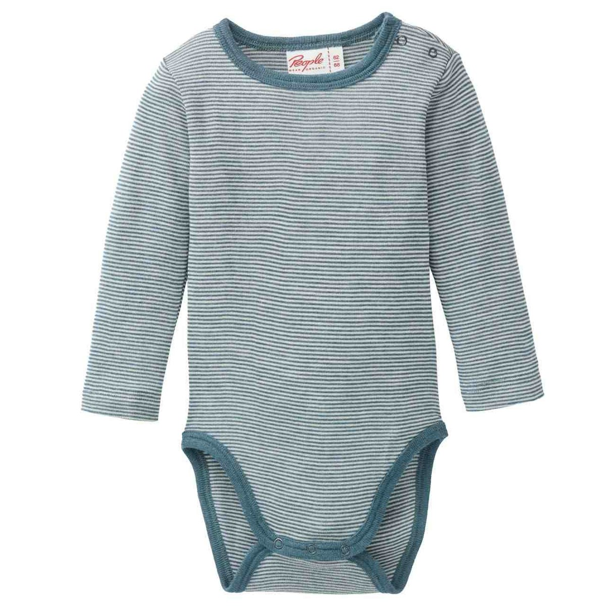Wolle Seide Body langarm smaragdgrün gestreift 50/56