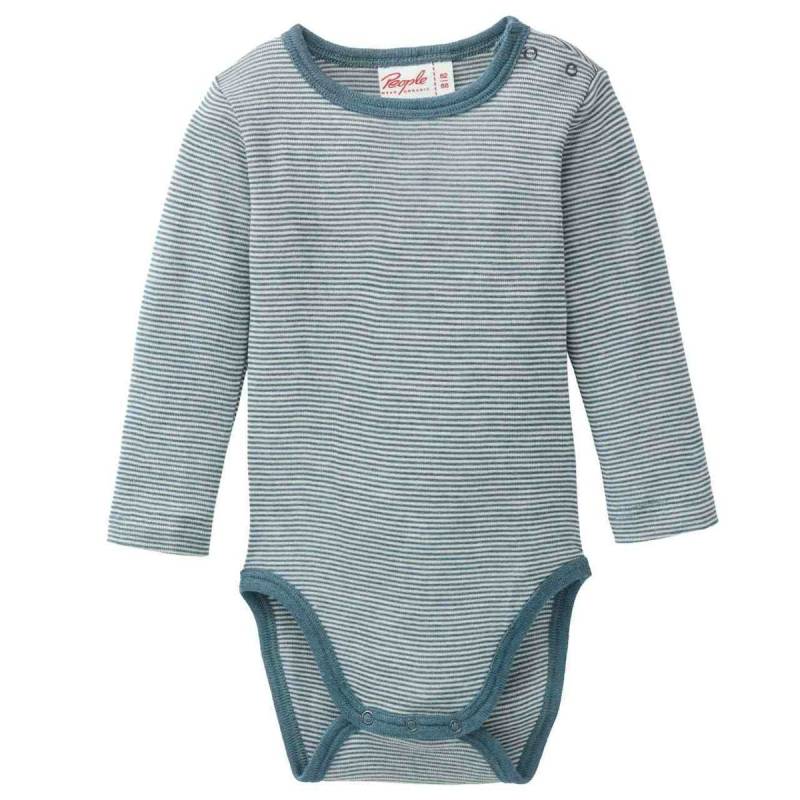 Wolle Seide Body langarm smaragdgrün gestreift 50/56