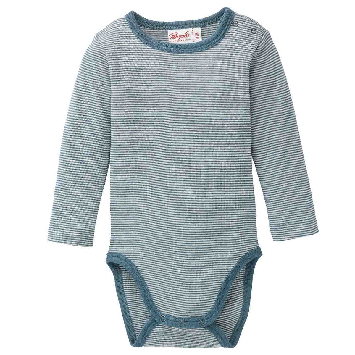 Wolle Seide Body langarm smaragdgrün gestreift 74/80