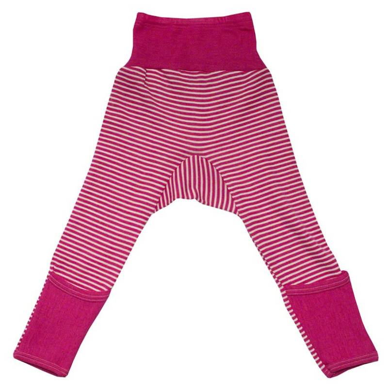 Wolle Seide Hose Bündchen rosa/pink gestreift 62/68