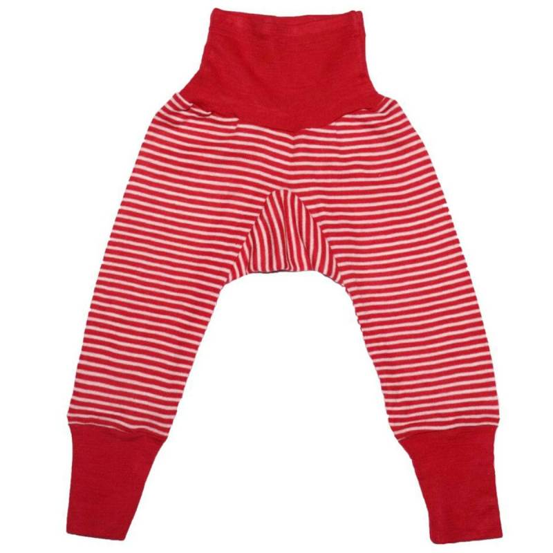 Wolle Seide Hose Bündchen rot gestreift 62/68