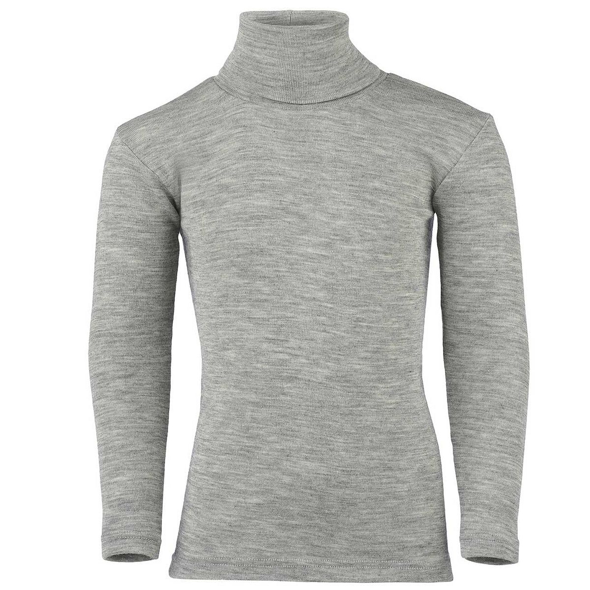 Wolle Seide Kinder Rollkragen Shirt langem hellgrau 116