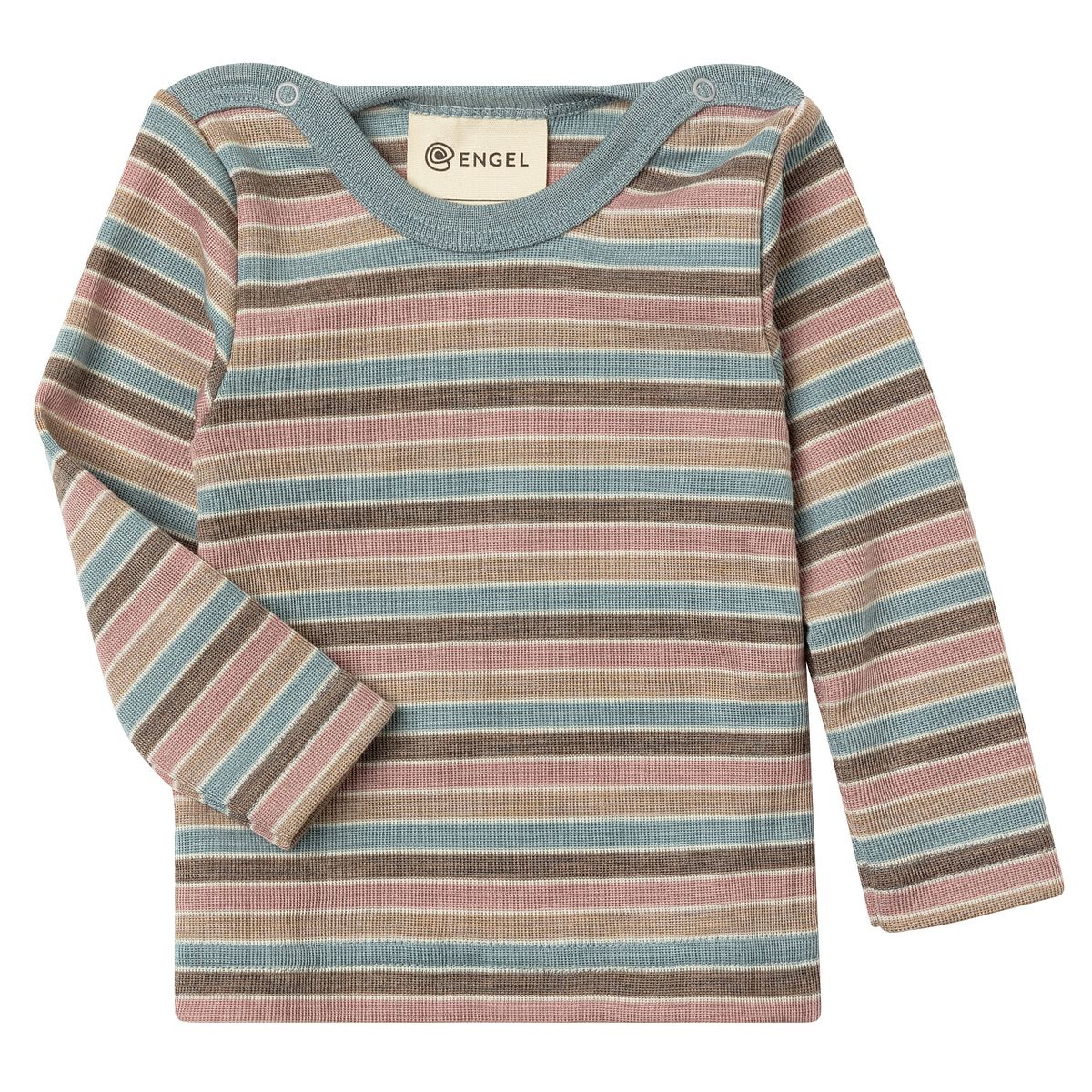 Wolle Seide Langarmshirt Baby geringelt Pastell 74/80