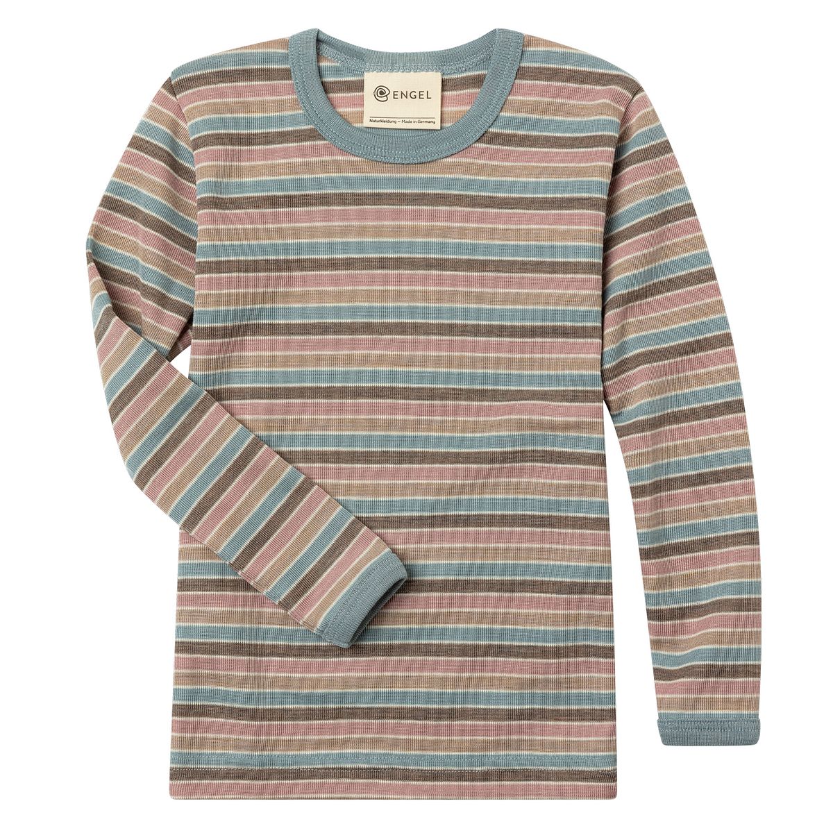 Wolle Seide Langarmshirt Kinder geringelt Pastell 152