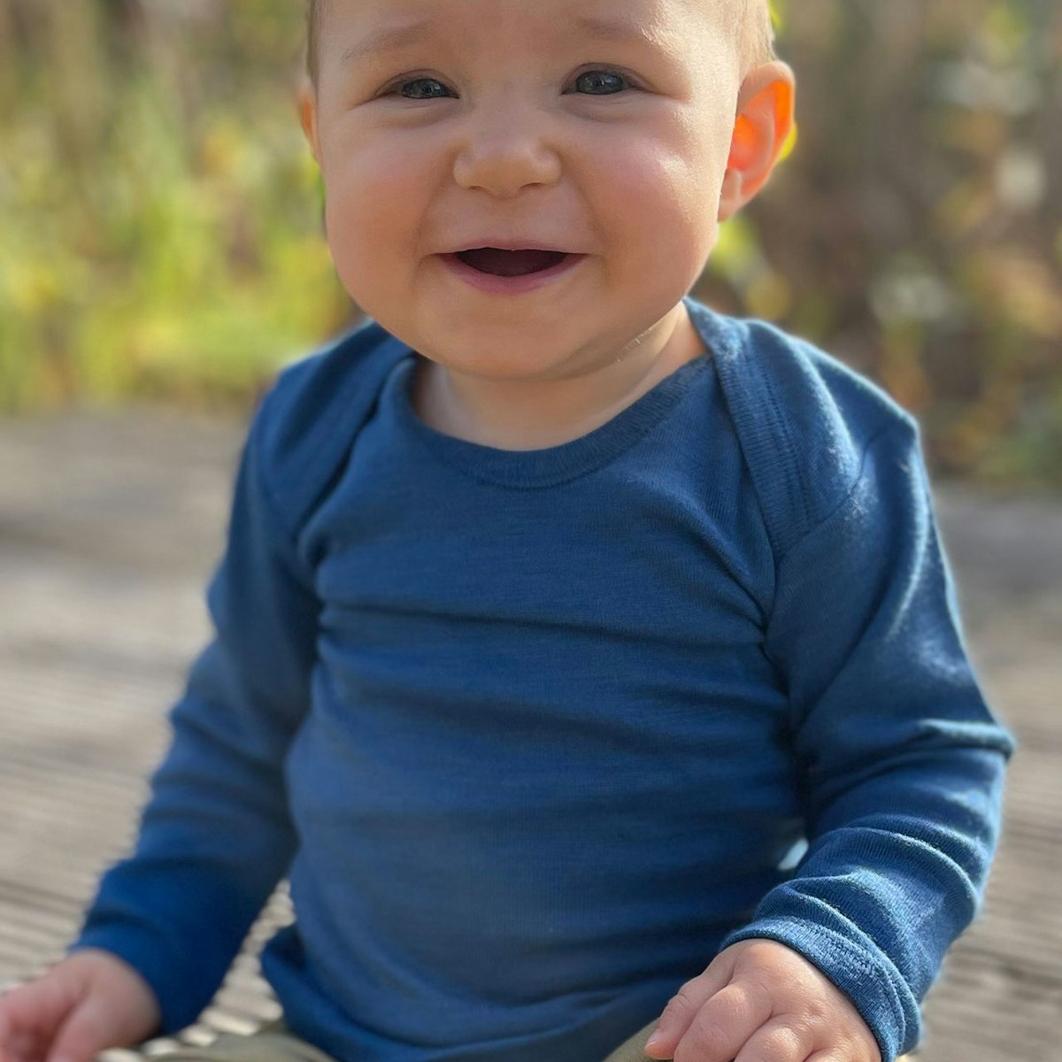 Wolle Seide Langarmshirt für Babys, dunkelblau 62/68