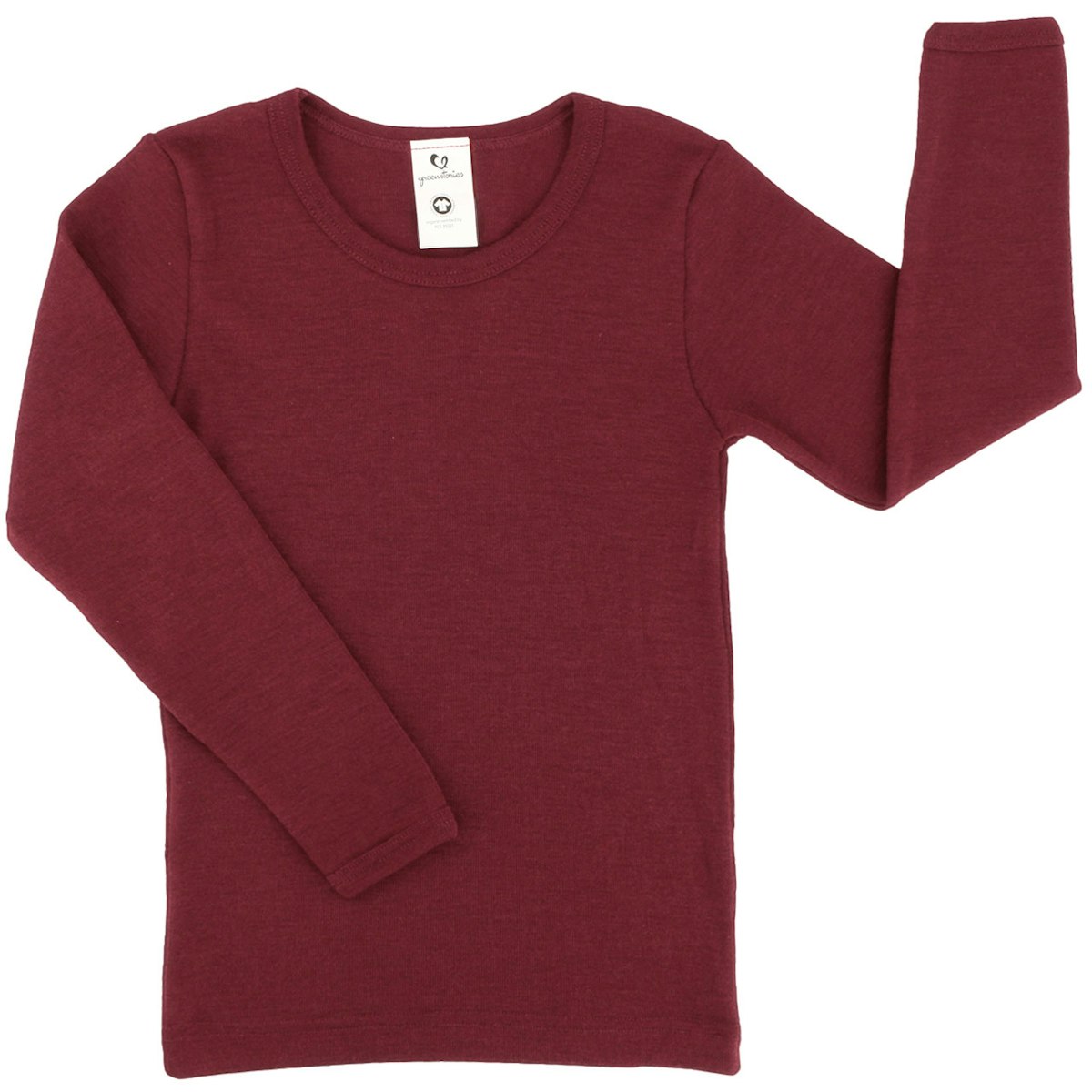 Wolle Seide Langarmshirt für Kinder, bordeaux 104