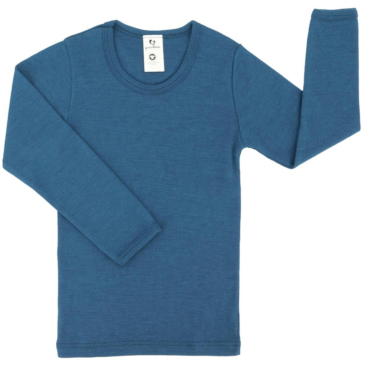 Wolle Seide Langarmshirt für Kinder blau 116
